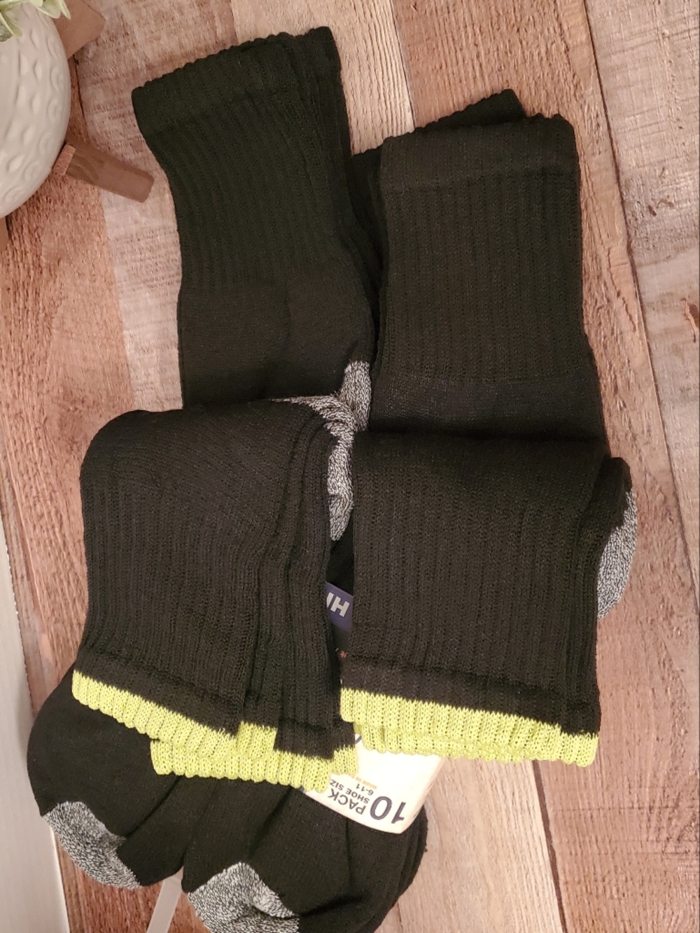 Smith's Workwear Men's Crew Socks 10pack Shoes Size 6-11 = large Black